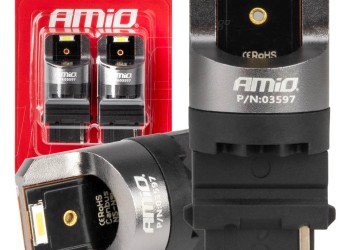 Amio - ΛΑΜΠΑΚΙΑ P27W 12/24V 6.000K 2SMD LED FULL CAN-BUS ΛΕΥΚΟ PRO SERIES - 2 Τεμ. (03597/AM)