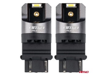 Amio - ΛΑΜΠΑΚΙΑ P27/7W 3157 12/24V 6.000K 2xSMD LED FULL CAN-BUS ΛΕΥΚΟ PRO SERIES - 2 Τεμ. (03598/AM)