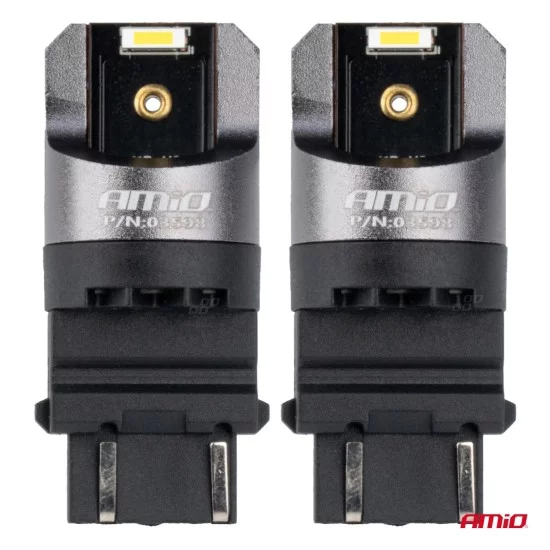 Amio - ΛΑΜΠΑΚΙΑ P27/7W 3157 12/24V 6.000K 2xSMD LED FULL CAN-BUS ΛΕΥΚΟ PRO SERIES - 2 Τεμ. (03598/AM)
