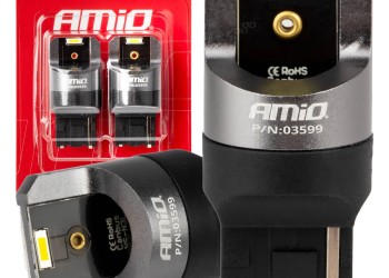 Amio - ΛΑΜΠΑΚΙΑ W21W 12/24V 6.000K 2SMD LED FULL CAN-BUS ΛΕΥΚΑ PRO SERIES - 2 Τεμ. (03599/AM)