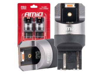 Amio - ΛΑΜΠΑΚΙΑ W21/5W 7443 12/24V 6.000K 2xSMD LED FULL CAN-BUS ΚΟΚΚΙΝΟ PRO SERIES - 2 Τεμ. (03602/AM)