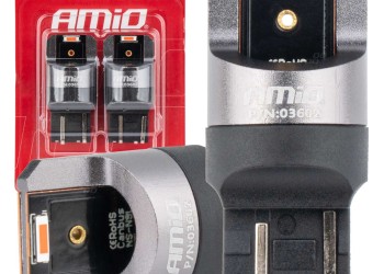 Amio - ΛΑΜΠΑΚΙΑ W21/5W 7443 12/24V 6.000K 2xSMD LED FULL CAN-BUS ΚΟΚΚΙΝΟ PRO SERIES - 2 Τεμ. (03602/AM)