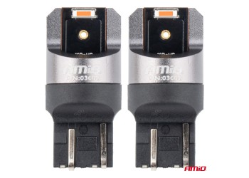 Amio - ΛΑΜΠΑΚΙΑ W21/5W 7443 12/24V 6.000K 2xSMD LED FULL CAN-BUS ΚΟΚΚΙΝΟ PRO SERIES - 2 Τεμ. (03602/AM)