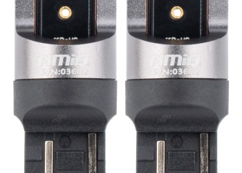 Amio - ΛΑΜΠΑΚΙΑ W21/5W 7443 12/24V 6.000K 2xSMD LED FULL CAN-BUS ΚΟΚΚΙΝΟ PRO SERIES - 2 Τεμ. (03602/AM)
