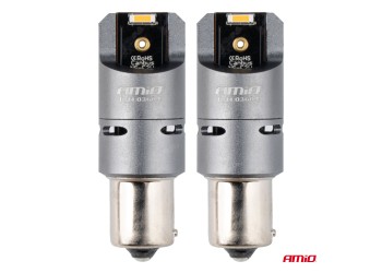 Amio - ΛΑΜΠΑΚΙΑ PY21W BAU15s 12/24V 6.000K 2xSMD LED FULL CAN-BUS(ΜΕ ΑΝΕΜΙΣΤΗΡΑΚΙ) ΠΟΡΤΟΚΑΛΙ PRO SERIES - 2 Τεμ. (03604/AM)