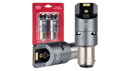 Amio - P21/5W BAY15s 12/24V 6.000K 2xSMD LED(ΜΕ ΑΝΕΜΙΣΤΗΡΑΚΙ) FULL CAN-BUS ΛΕΥΚΟ PRO SERIES - 2 Τεμ. (03605/AM)