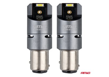 Amio - P21/5W BAY15s 12/24V 6.000K 2xSMD LED(ΜΕ ΑΝΕΜΙΣΤΗΡΑΚΙ) FULL CAN-BUS ΛΕΥΚΟ PRO SERIES - 2 Τεμ. (03605/AM)