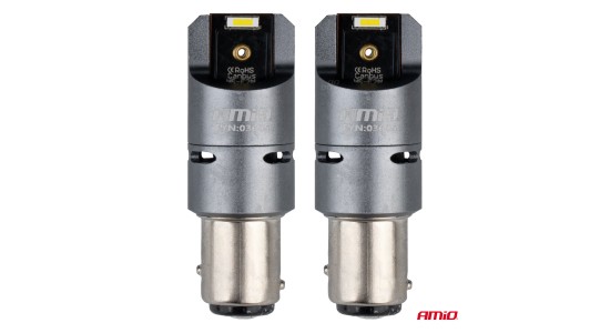 Amio - P21/5W BAY15s 12/24V 6.000K 2xSMD LED(ΜΕ ΑΝΕΜΙΣΤΗΡΑΚΙ) FULL CAN-BUS ΛΕΥΚΟ PRO SERIES - 2 Τεμ. (03605/AM)