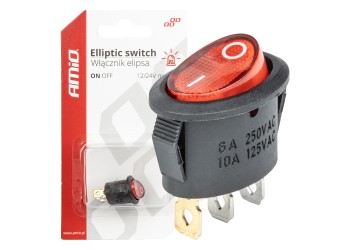 Amio - ΔΙΑΚΟΠΤΗΣ ON/OFF 3 ΕΠΑΦΩΝ 12V 230A ΟΒΑΛ ΚΟΚΚΙΝΟΣ ΦΩΤΙΣΜΟΣ - 1 ΤΕΜ. (03612/AM)