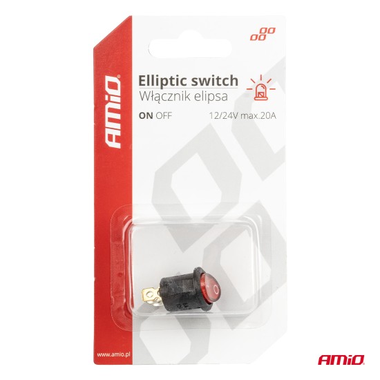 Amio - ΔΙΑΚΟΠΤΗΣ ON/OFF 3 ΕΠΑΦΩΝ 12V 230A ΟΒΑΛ ΚΟΚΚΙΝΟΣ ΦΩΤΙΣΜΟΣ - 1 ΤΕΜ. (03612/AM)