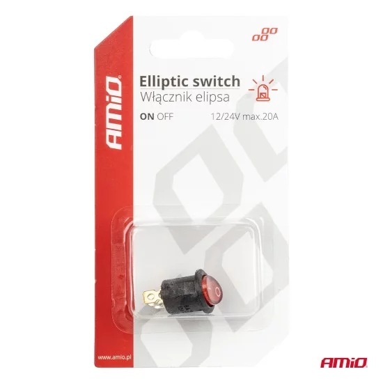 Amio - ΔΙΑΚΟΠΤΗΣ ON/OFF 3 ΕΠΑΦΩΝ 12V 230A ΟΒΑΛ ΚΟΚΚΙΝΟΣ ΦΩΤΙΣΜΟΣ - 1 ΤΕΜ. (03612/AM)