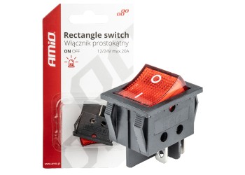 Amio - ΔΙΑΚΟΠΤΗΣ ON/OFF 12/24V 4 ΕΠΑΦΩΝ ΟΡΘΟΓΩΝΙΟΣ ΚΟΚΚΙΝΟΣ ΦΩΤΙΣΜΟΣ - 1 ΤΕΜ. (03613/AM)