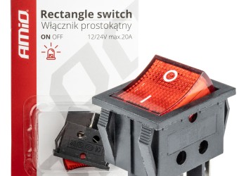 Amio - ΔΙΑΚΟΠΤΗΣ ON/OFF 12/24V 4 ΕΠΑΦΩΝ ΟΡΘΟΓΩΝΙΟΣ ΚΟΚΚΙΝΟΣ ΦΩΤΙΣΜΟΣ - 1 ΤΕΜ. (03613/AM)