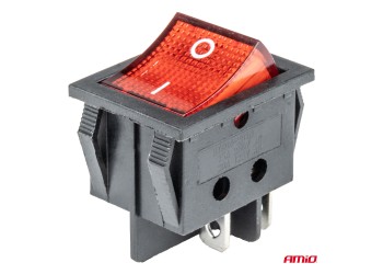 Amio - ΔΙΑΚΟΠΤΗΣ ON/OFF 12/24V 4 ΕΠΑΦΩΝ ΟΡΘΟΓΩΝΙΟΣ ΚΟΚΚΙΝΟΣ ΦΩΤΙΣΜΟΣ - 1 ΤΕΜ. (03613/AM)