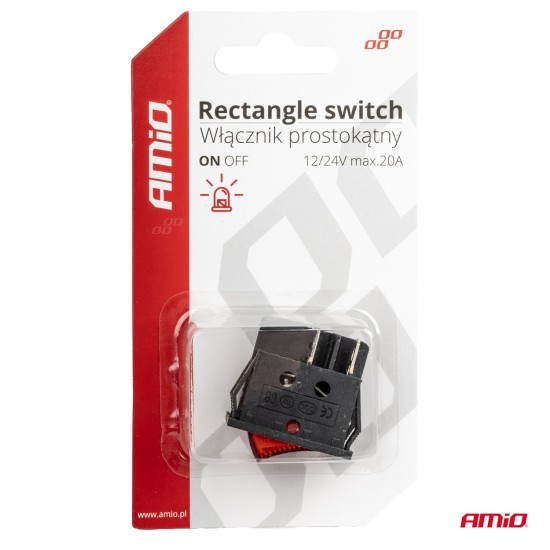 Amio - ΔΙΑΚΟΠΤΗΣ ON/OFF 12/24V 4 ΕΠΑΦΩΝ ΟΡΘΟΓΩΝΙΟΣ ΚΟΚΚΙΝΟΣ ΦΩΤΙΣΜΟΣ - 1 ΤΕΜ. (03613/AM)