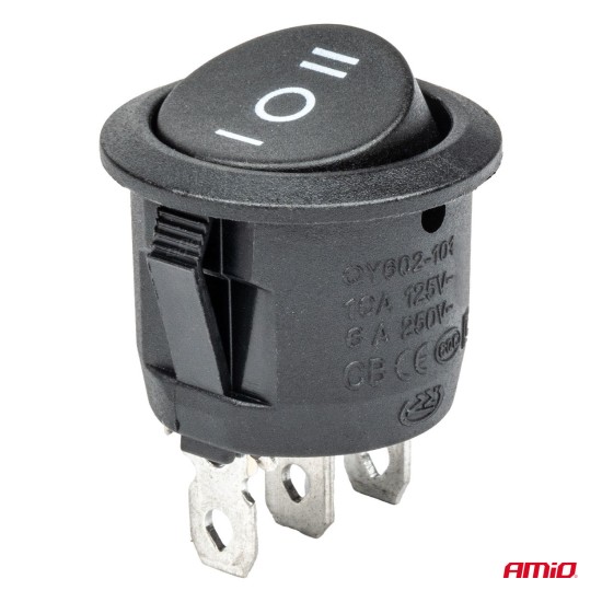 Amio - ΔΙΑΚΟΠΤΗΣ 230V 6A ON-OFF-ON 3 ΕΠΑΦΩΝ ΣΤΡΟΓΓΥΛΟΣ BU03 - 1 ΤΕΜ. (03614/AM)
