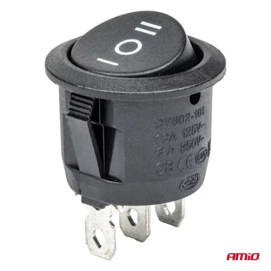 Amio - ΔΙΑΚΟΠΤΗΣ 230V 6A ON-OFF-ON 3 ΕΠΑΦΩΝ ΣΤΡΟΓΓΥΛΟΣ BU03 - 1 ΤΕΜ. (03614/AM)