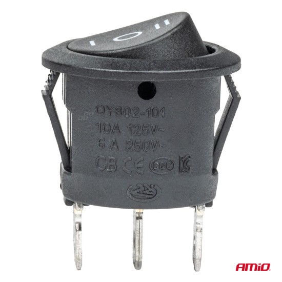 Amio - ΔΙΑΚΟΠΤΗΣ 230V 6A ON-OFF-ON 3 ΕΠΑΦΩΝ ΣΤΡΟΓΓΥΛΟΣ BU03 - 1 ΤΕΜ. (03614/AM)