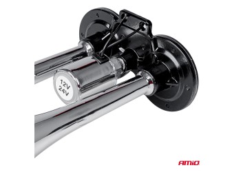 Amio - ΚΟΡΝΑ ΠΝΕΥΜΑΤΙΚΗ 12/24V 118db ΔΙΠΛΗ 2 ΤΟΝΩΝ ΧΡΩΜΙΟ - 1 ΤΕΜ. (03617/AM)