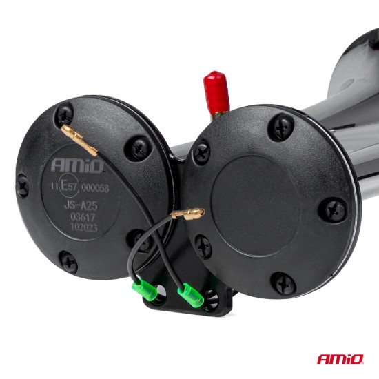 Amio - ΚΟΡΝΑ ΠΝΕΥΜΑΤΙΚΗ 12/24V 118db ΔΙΠΛΗ 2 ΤΟΝΩΝ ΧΡΩΜΙΟ - 1 ΤΕΜ. (03617/AM)