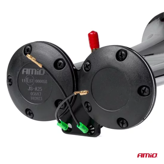 Amio - ΚΟΡΝΑ ΠΝΕΥΜΑΤΙΚΗ 12/24V 118db ΔΙΠΛΗ 2 ΤΟΝΩΝ ΧΡΩΜΙΟ - 1 ΤΕΜ. (03617/AM)