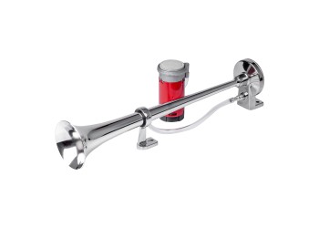 Amio - ΚΟΡΝΑ ΠΝΕΥΜΑΤΙΚΗ ΜΟΝΗ 12V (ΜΗΚΟΣ:45 cm ΔΙΑΜΕΤΡΟΣ ΕΞΟΔΟΥ: 9cm) ΧΡΩΜΙΟΥ - 1 Τεμ. (03618/AM)