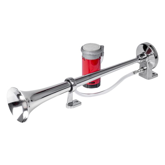 Amio - ΚΟΡΝΑ ΠΝΕΥΜΑΤΙΚΗ ΜΟΝΗ 12V (ΜΗΚΟΣ:45 cm ΔΙΑΜΕΤΡΟΣ ΕΞΟΔΟΥ: 9cm) ΧΡΩΜΙΟΥ - 1 Τεμ. (03618/AM)