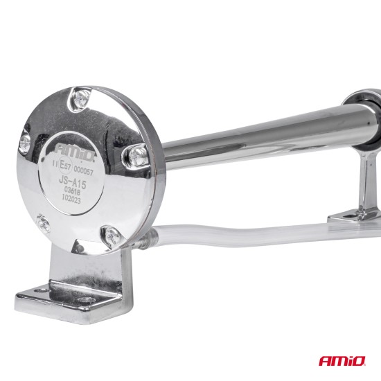 Amio - ΚΟΡΝΑ ΠΝΕΥΜΑΤΙΚΗ ΜΟΝΗ 12V (ΜΗΚΟΣ:45 cm ΔΙΑΜΕΤΡΟΣ ΕΞΟΔΟΥ: 9cm) ΧΡΩΜΙΟΥ - 1 Τεμ. (03618/AM)