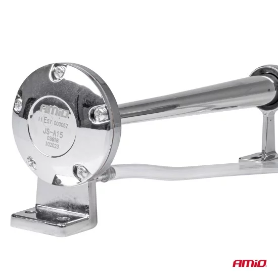 Amio - ΚΟΡΝΑ ΠΝΕΥΜΑΤΙΚΗ ΜΟΝΗ 12V (ΜΗΚΟΣ:45 cm ΔΙΑΜΕΤΡΟΣ ΕΞΟΔΟΥ: 9cm) ΧΡΩΜΙΟΥ - 1 Τεμ. (03618/AM)