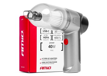 Amio - ΗΛΕΚΤΡΙΚΟ ΣΚΟΥΠΑΚΙ ΧΕΙΡΟΣ ΑΣΥΡΜΑΤΟ 40W ΜΕ 6 ΕΞΑΡΤΗΜΑΤΑ ΚΑΘΑΡΙΣΜΟΥ ΚΑΙ ΚΑΛΩΔΙΟ USB-C 7.4V 20min - 1 Τεμ. (03692/AM)