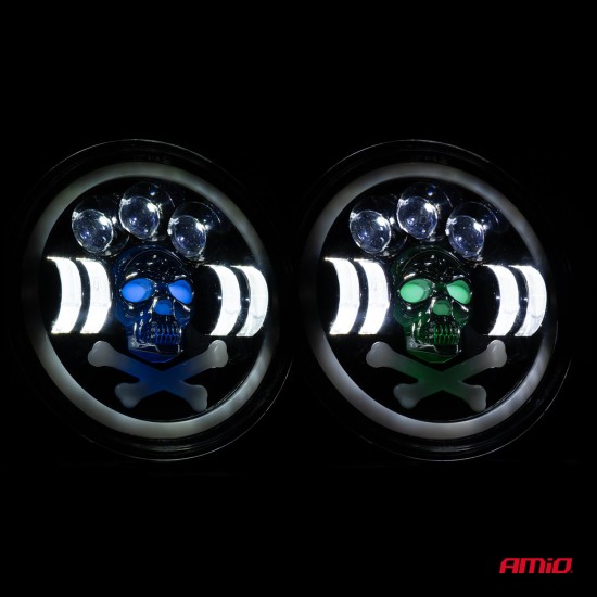 Amio - ΠΡΟΒΟΛΕΑΣ ΕΡΓΑΣΙΑΣ ΣΤΡΟΓΓΥΛΟΣ LED SKULL 5.500lm 9>36V 60W 6.000K -Φ170x170x65mm 4 ΧΡΗΣΕΩΝ - 1 ΤΕΜ. (03695/AM)