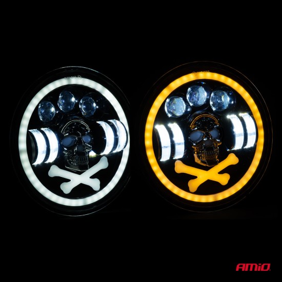 Amio - ΠΡΟΒΟΛΕΑΣ ΕΡΓΑΣΙΑΣ ΣΤΡΟΓΓΥΛΟΣ LED SKULL 5.500lm 9>36V 60W 6.000K -Φ170x170x65mm 4 ΧΡΗΣΕΩΝ - 1 ΤΕΜ. (03695/AM)