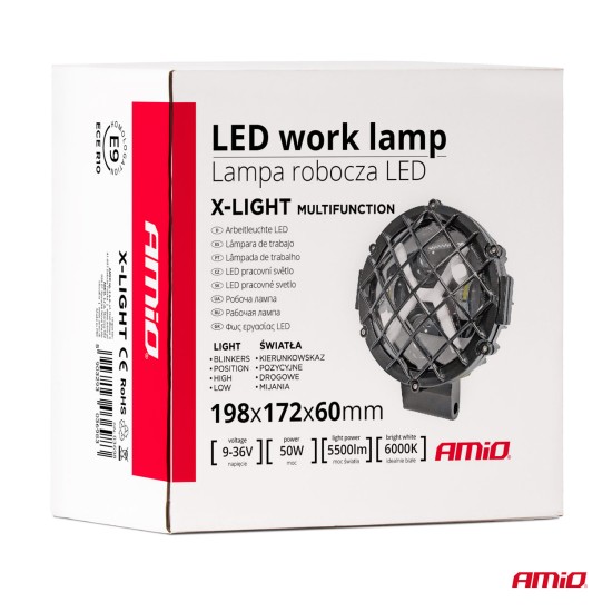 Amio - ΠΡΟΒΟΛΕΑΣ ΕΡΓΑΣΙΑΣ ΣΤΡΟΓΓΥΛΟΣ X-LIGHT 5.500lm 9>36V 60W 6.000K 9 led Φ170x170x65mm 4 ΧΡΗΣΕΩΝ - 1 ΤΕΜ. (03698/AM)