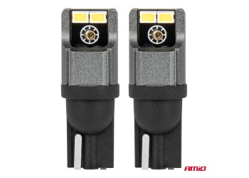 Amio - ΛΑΜΠΑΚΙΑ LED T10 W5W W10W 12/24V LED 4xSMD3020 CAN-BUS ΛΕΥΚΟ - 2 ΤΕΜ. (03717/AM)