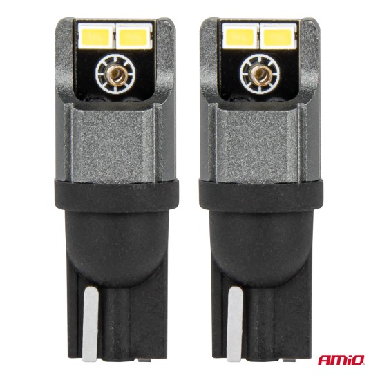 Amio - ΛΑΜΠΑΚΙΑ LED T10 W5W W10W 12/24V LED 4xSMD3020 CAN-BUS ΛΕΥΚΟ - 2 ΤΕΜ. (03717/AM)