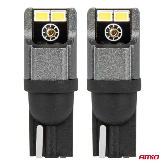 Amio - ΛΑΜΠΑΚΙΑ LED T10 W5W W10W 12/24V LED 4xSMD3020 CAN-BUS ΛΕΥΚΟ - 2 ΤΕΜ. (03717/AM)