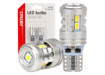 Amio - ΛΑΜΠΑΚΙΑ LED T10 W5W 12/24V LED 6x3020+1x3030SMD STANDARD ΛΕΥΚΑ - 2 ΤΕΜ. (03718/AM)