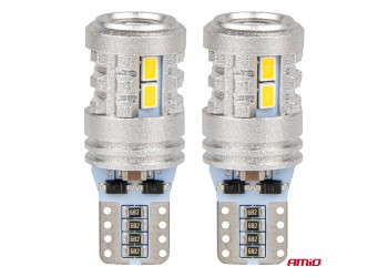 Amio - ΛΑΜΠΑΚΙΑ LED T10 W5W 12/24V LED 6x3020+1x3030SMD STANDARD ΛΕΥΚΑ - 2 ΤΕΜ. (03718/AM)