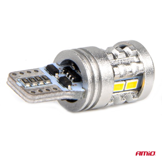 Amio - ΛΑΜΠΑΚΙΑ LED T10 W5W 12/24V LED 6x3020+1x3030SMD STANDARD ΛΕΥΚΑ - 2 ΤΕΜ. (03718/AM)