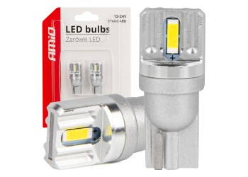 Amio - ΛΑΜΠΑΚΙΑ LED T10 W5W 12/24V LED 2x1860SMD STANDARD ΛΕΥΚΑ - 2 ΤΕΜ. (03719/AM)