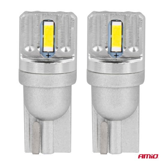 Amio - ΛΑΜΠΑΚΙΑ LED T10 W5W 12/24V LED 2x1860SMD STANDARD ΛΕΥΚΑ - 2 ΤΕΜ. (03719/AM)