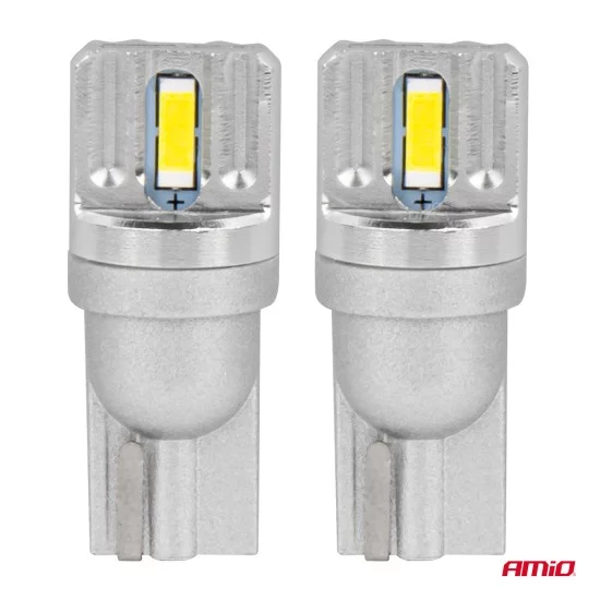 Amio - ΛΑΜΠΑΚΙΑ LED T10 W5W 12/24V LED 2x1860SMD STANDARD ΛΕΥΚΑ - 2 ΤΕΜ. (03719/AM)