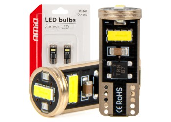 Amio - ΛΑΜΠΑΚΙΑ LED T10e W5W 12/24V 3x2055 SMD LED CAN-BUS ΛΕΥΚΟ - 2 ΤΕΜ. (03720/AM)