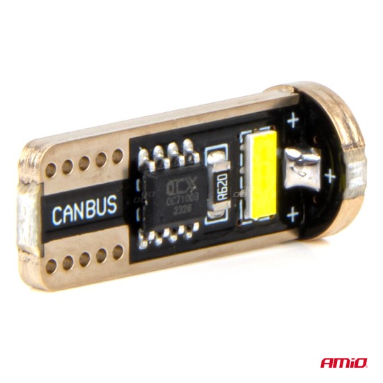 Amio - ΛΑΜΠΑΚΙΑ LED T10e W5W 12/24V 3x2055 SMD LED CAN-BUS ΛΕΥΚΟ - 2 ΤΕΜ. (03720/AM)