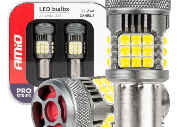 Amio - P21W BA15S 12/24V 6.000K 36x3030 SMD LED CAN-BUS ΛΕΥΚΟ PRO SERIES 2ΤΕΜ. (03722/AM)