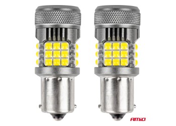 Amio - P21W BA15S 12/24V 6.000K 36x3030 SMD LED CAN-BUS ΛΕΥΚΟ PRO SERIES 2ΤΕΜ. (03722/AM)