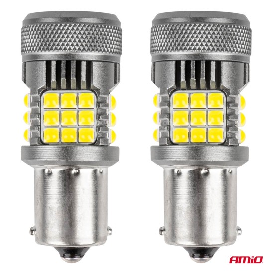 Amio - P21W BA15S 12/24V 6.000K 36x3030 SMD LED CAN-BUS ΛΕΥΚΟ PRO SERIES 2ΤΕΜ. (03722/AM)