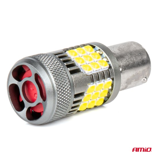 Amio - P21W BA15S 12/24V 6.000K 36x3030 SMD LED CAN-BUS ΛΕΥΚΟ PRO SERIES 2ΤΕΜ. (03722/AM)