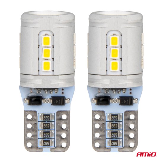 Amio - T10e W5W 12/24V 15x2016 SMD LED CAN-BUS ΛΕΥΚΟ 2ΤΕΜ. (03723/AM)