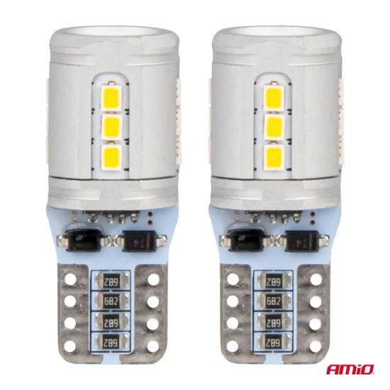 Amio - T10e W5W 12/24V 15x2016 SMD LED CAN-BUS ΛΕΥΚΟ 2ΤΕΜ. (03723/AM)
